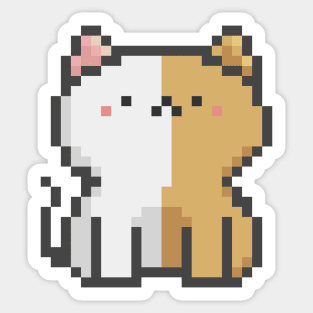 Pixel Quiet Two Face White Ginger Cat 43 Sticker